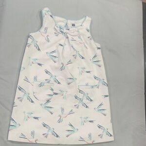 Janie and Jack White Dress with Aqua and Light Blue Bird Print